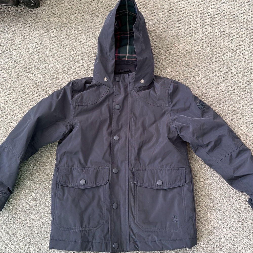 Joules Right as Rain Boys Waterproof Jacket Navy Size 8 (128cm)